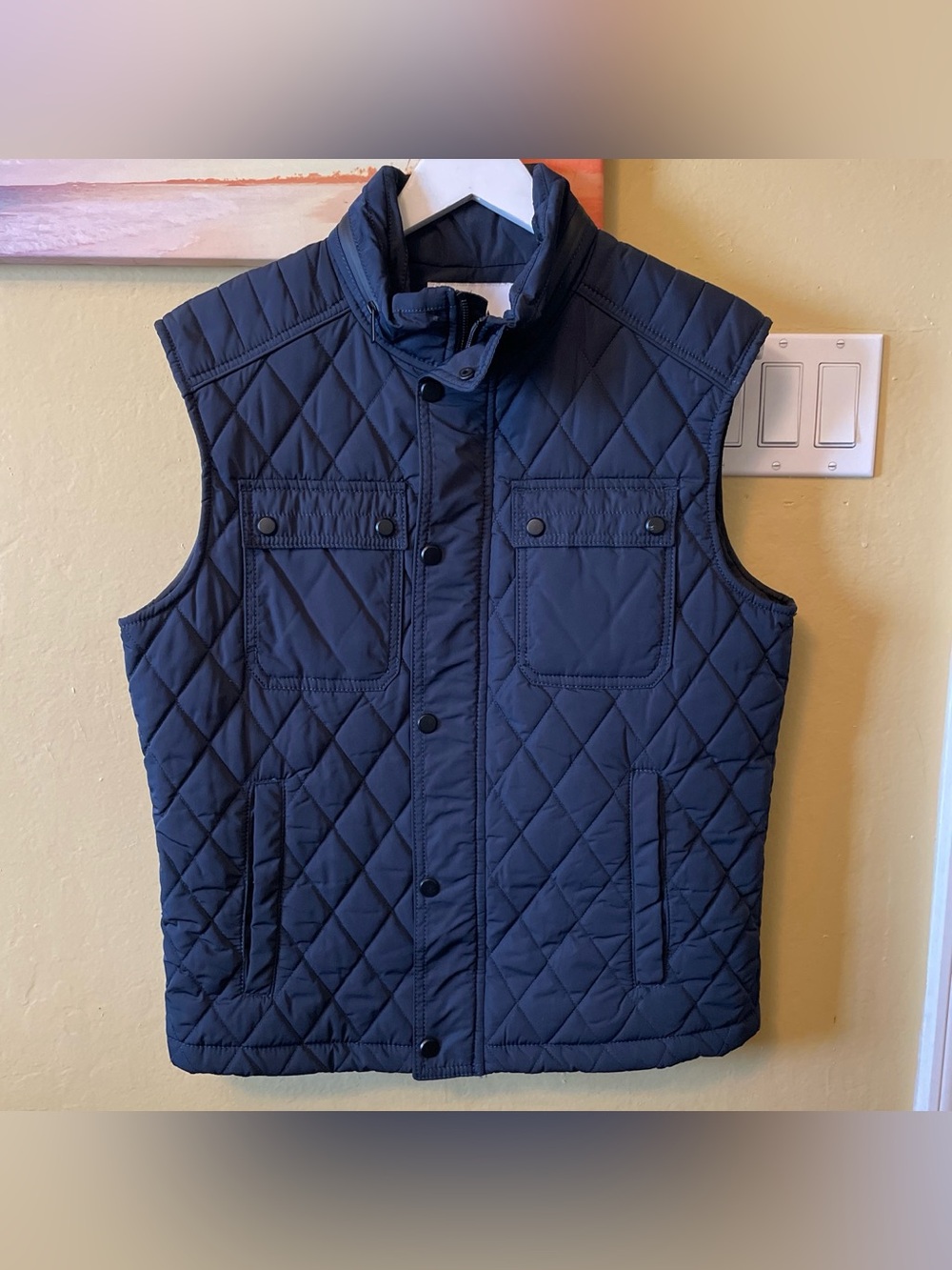 Zara Quilted Navy Blue Men's Vest Size Medium
